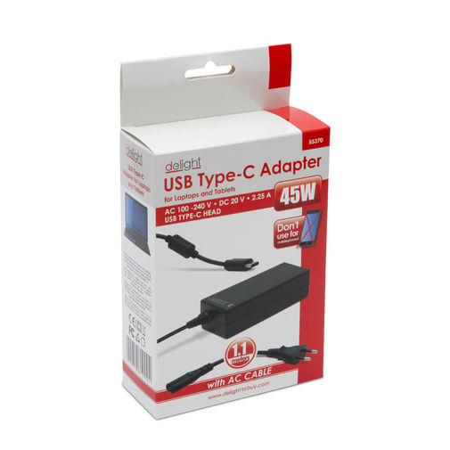 55370 • Univerzális USB Type-C laptop / notebook töltő adapter tápkábellel