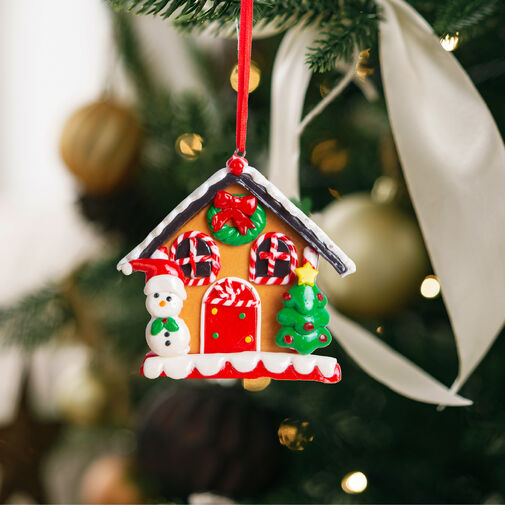 58553B • Karácsonyi mágneses dekoráció - 2 az 1-ben - mézeskalács házikó hóemberrel - 85 x 75 mm