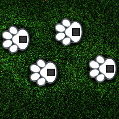 11255B • LED-es szolár lámpa - kutya lábnyom, leszúrható - műanyag - fekete
