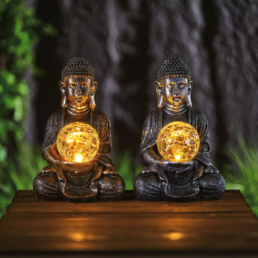 11268 • Szolár Buddha - 1 melegfehér LED - műgyanta - 17 x 15 x 26 cm - 2 féle
