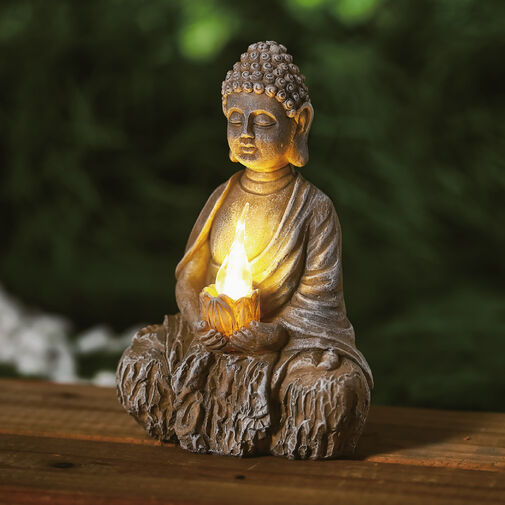 11269 • Szolár Buddha gyertyával - 1 melegfehér LED - 12,5 x 8,5 x 19 cm