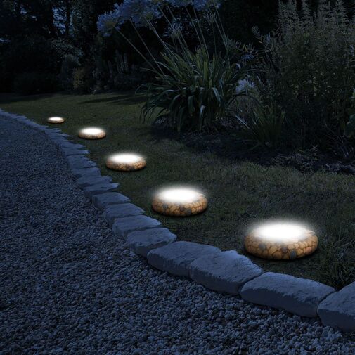 11440E • LED-es leszúrható szolár lámpa - köves - melegfehér - 12 x 12 x 2,5 (+11) cm
