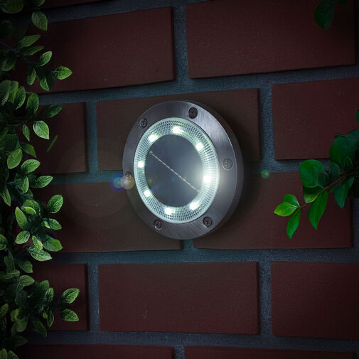 11440F • LED-es leszúrható / fali szolár lámpa - kör alakú - SMD LED - hidegfehér - 12 cm