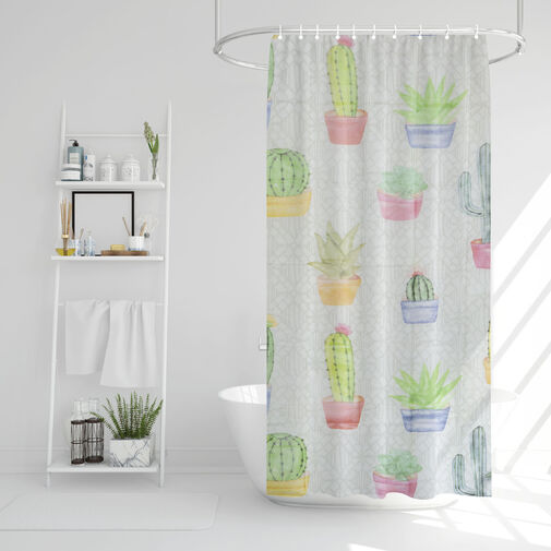 11528E • Zuhanyfüggöny - kaktusz mintás - 180 x 180 cm