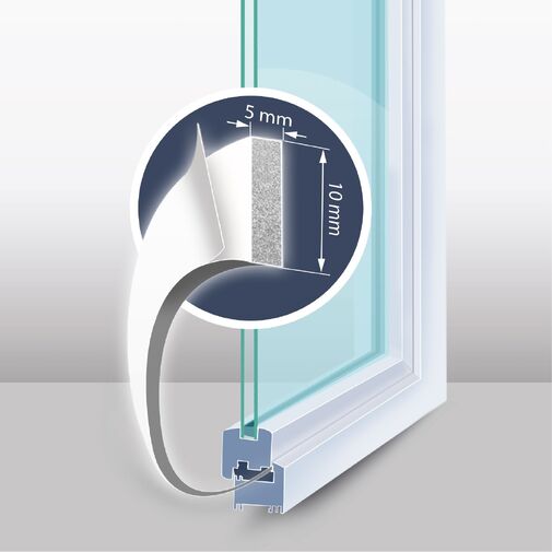 11595WH • Öntapadós ajtó- ablakszigetelő habszalag - 6 m - fehér 10 mm