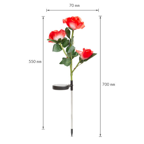 11723 • Leszúrható szolár virág - piros, fehér rózsa, RGB LED - 70 cm - 2 db / csomag