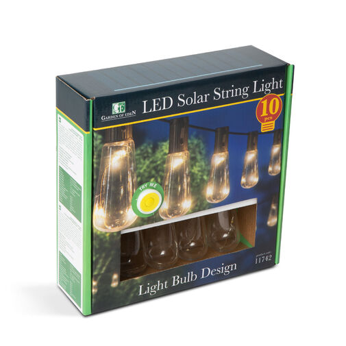 11742 • Szolár LED fényfüzér - villanykörte design - 30 LED - 180 cm