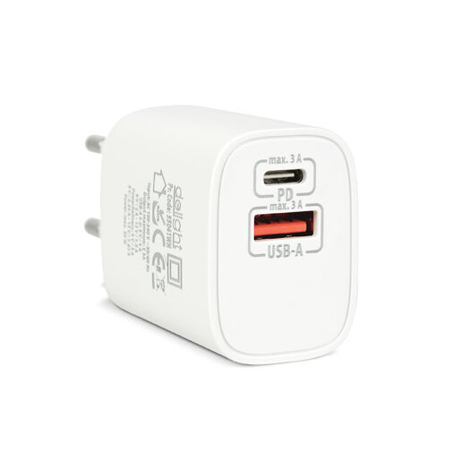 55041WH • Hálózati Adapter USB + Type-C PD20W gyorstöltéssel - fehér