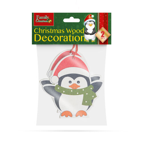 55982C • Karácsonyfadísz szett - pingvin - fából - 8 x 6 cm