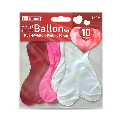 56099 • Lufi szett - szív alakú - piros/fehér/rózsaszín - 10 db / csomag