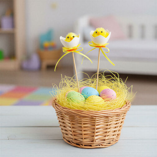 57925 • Húsvéti dekoráció - leszúrható tojás csibével - 27 x Ø4,5 cm - 2 db / csomag