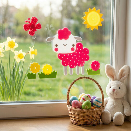 57948A • Húsvéti dekoráció - habmatrica - bárányos - 19 x 19 cm