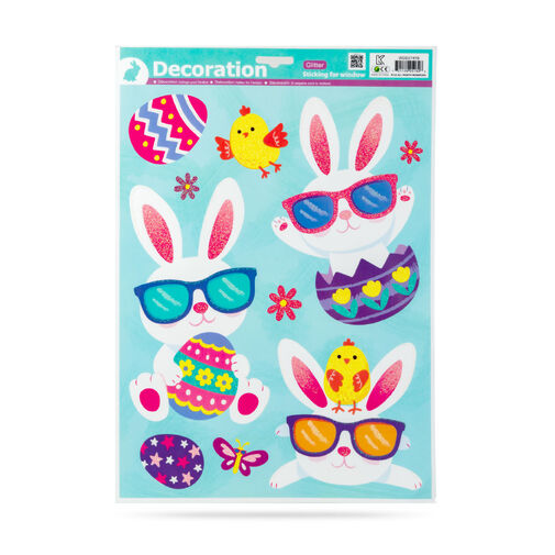 57958B • Húsvéti ablak matrica - csillámos nyuszi - 43 x 30 cm