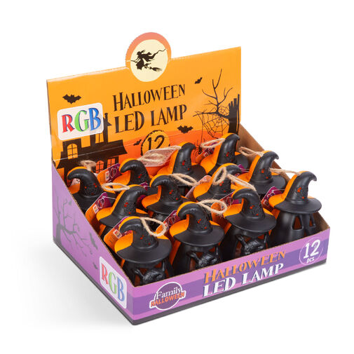 58116 • Halloween-i LED lámpa - felakasztható - narancs / fekete - elemes