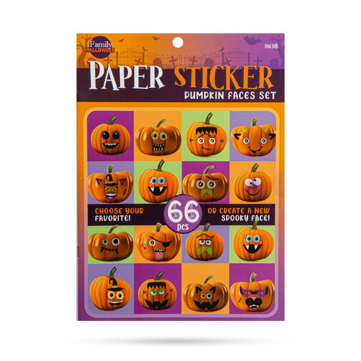 58131B • Halloween-i papír matrica szett - tök arcok - 66 db / csomag