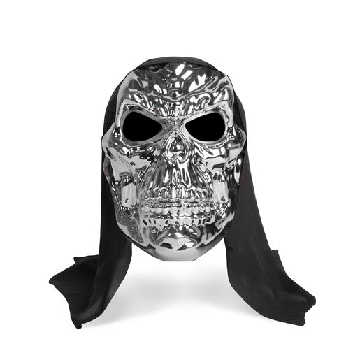 58185C • Fényes koponya maszk - ezüst - felnőtt méret - 19 x 24 cm