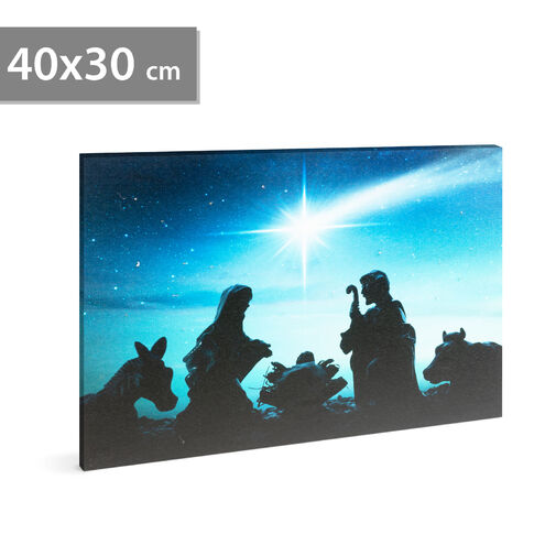 58455 • Karácsonyi LED-es hangulatkép - fali akasztóval, 2 x AA, 40 x 30 cm