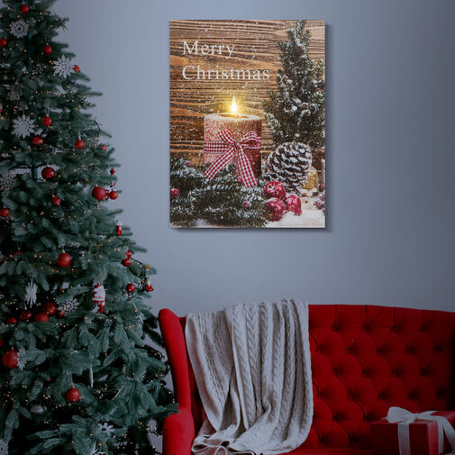 58459 • Karácsonyi LED-es hangulatkép - fali akasztóval, 2 x AA, 40 x 30 cm