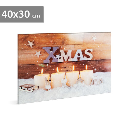 58460 • Karácsonyi LED-es hangulatkép - fali akasztóval, 2 x AA, 40 x 30 cm