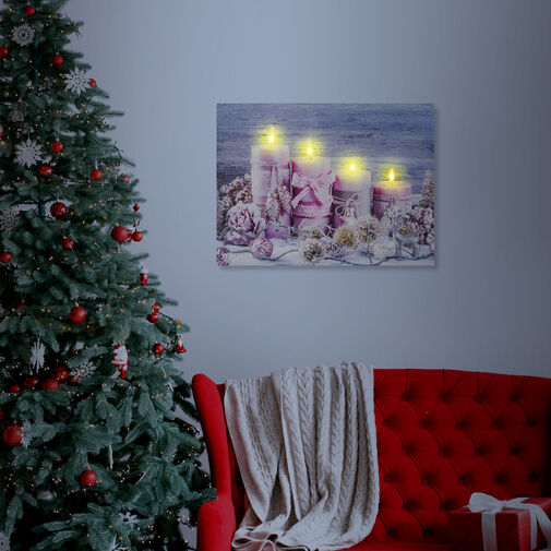 58461 • Karácsonyi LED-es hangulatkép - fali akasztóval, 2 x AA, 40 x 30 cm