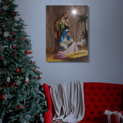 58462 • Karácsonyi LED-es hangulatkép - fali akasztóval, 2 x AA, 30 x 40 cm
