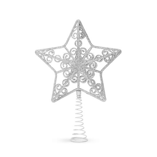 58679B • Karácsonyfa csúcsdísz - csillag alakú - 20 x 15 cm - ezüst