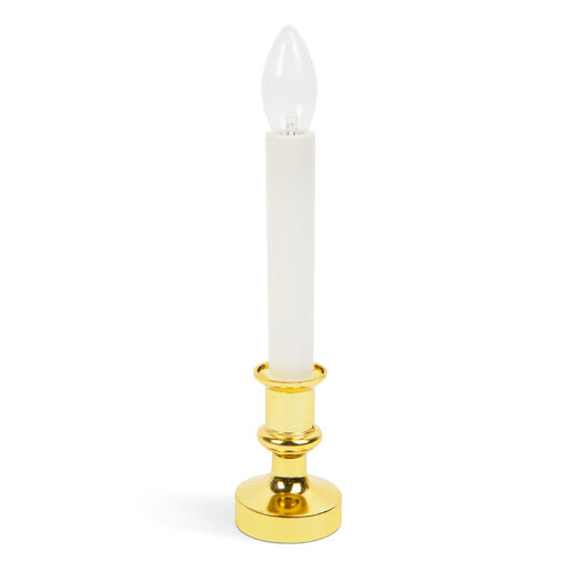 58705 • Karácsonyi dísz - sárga LED-es gyertya - fehér / arany - 22 cm