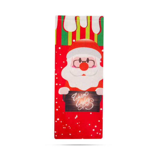 58727A • Karácsonyi italos üveg tartó szalaggal - mikulás - poliészter - 32 x 12,5 cm