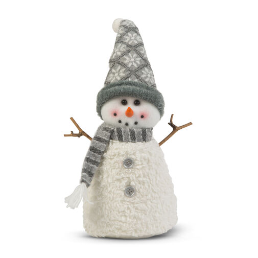 58730A • Karácsonyi hóember dekor - bot kezekkel, sapkában - 35 x 22 cm