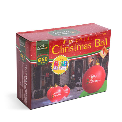 58740C • Felfújható RGB LED-es óriás karácsonyi gömb - 60 cm