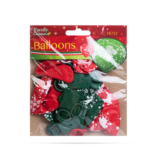 58752 • Lufi szett - piros-zöld, karácsonyi motívumokkal - 12 db / csomag