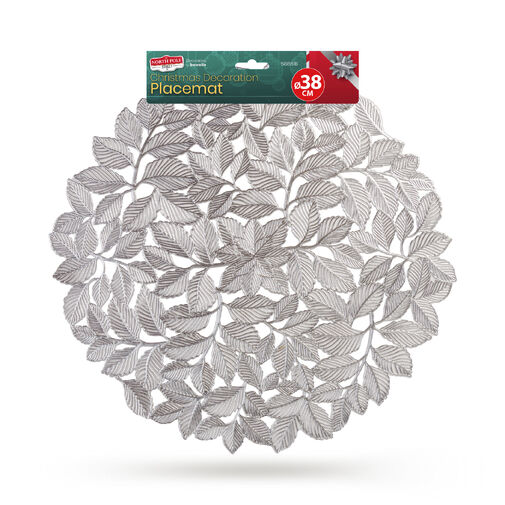 58861B • Tányéralátét - ezüst - fémes hatású - kör - PVC - 38 cm