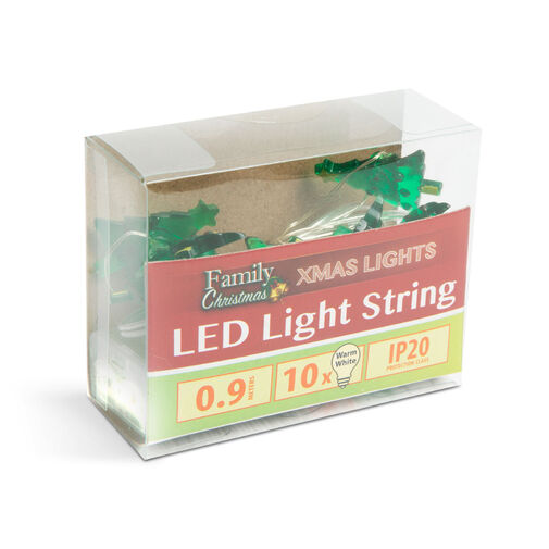 58922 • LED fényfüzér - karácsonyfa - 10 LED - 1,2 méter - melegfehér - 2 x AA