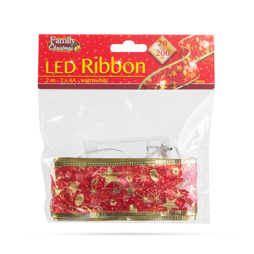 58933A • Karácsonyi LED-es szalag - piros - 2 m x 5 cm - 2 x AA
