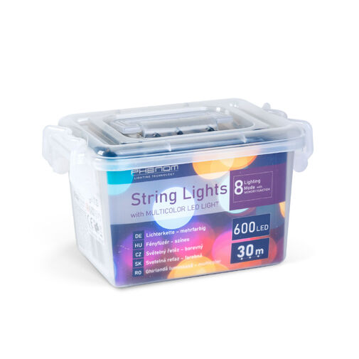 59769T • Fényfüzér - 30 m - színes - 600 LED - 220-240V - 6W - átlátszó kábel