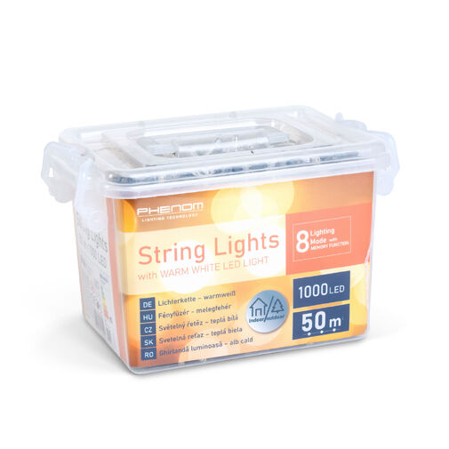 59771W • Fényfüzér - 50 m - melegfehér - 1000 LED - 220-240V - 9W - átlátszó kábel