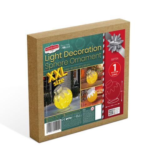 59772A • Világító dekoráció - gömbdísz - 60 LED - 60 x 83 cm - arany - 100-200V AC