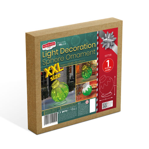 59772B • Világító dekoráció - gömbdísz - 60 LED - 60 x 83 cm - zöld - 100-200V AC