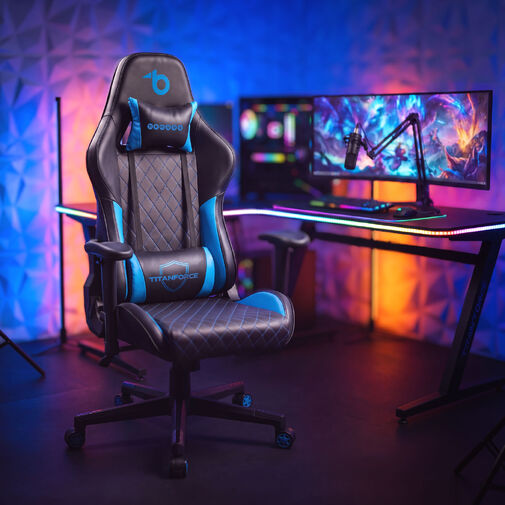 BMD1124BL • TItanForce gamer szék párnával - fekete/kék - 122 x 65 x 53 cm