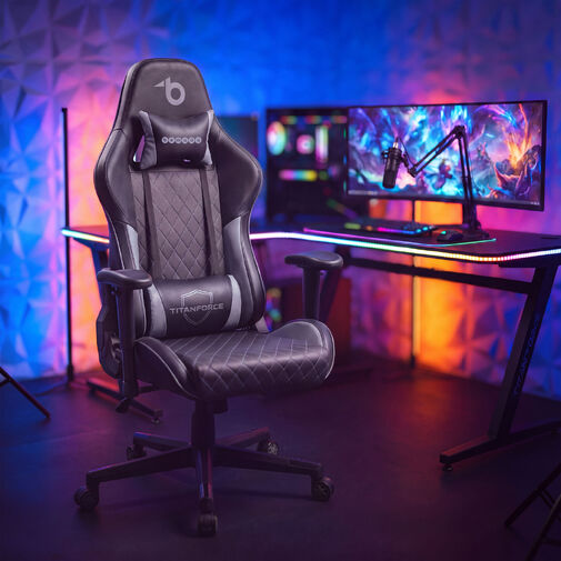 BMD1124GY • TItanForce gamer szék párnával - fekete/szürke - 122 x 65 x 53 cm