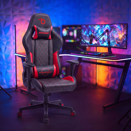 BMD1124RD • TItanForce gamer szék párnával - fekete/piros - 122 x 65 x 53 cm