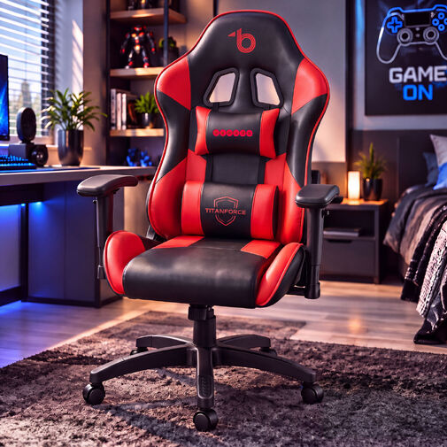 BMD1126RD • Gamer szék - fejtámlával, deréktámasszal - piros - 72 x 52 cm / 50 x 44 cm