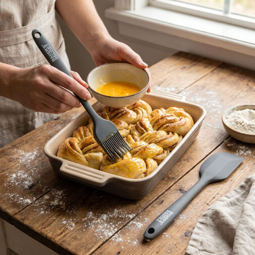 BS40126 • Baker's Secret 2 darabos szilikon ecset és spatula - 21/22 cm - fekete