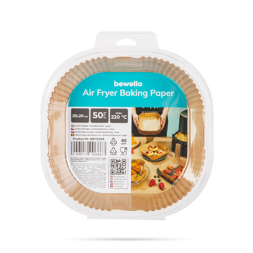 BW1020A • Air fryer sütőpapír - olaj nélküli sütőhöz - négyzet - 20 cm - 50 db / csomag